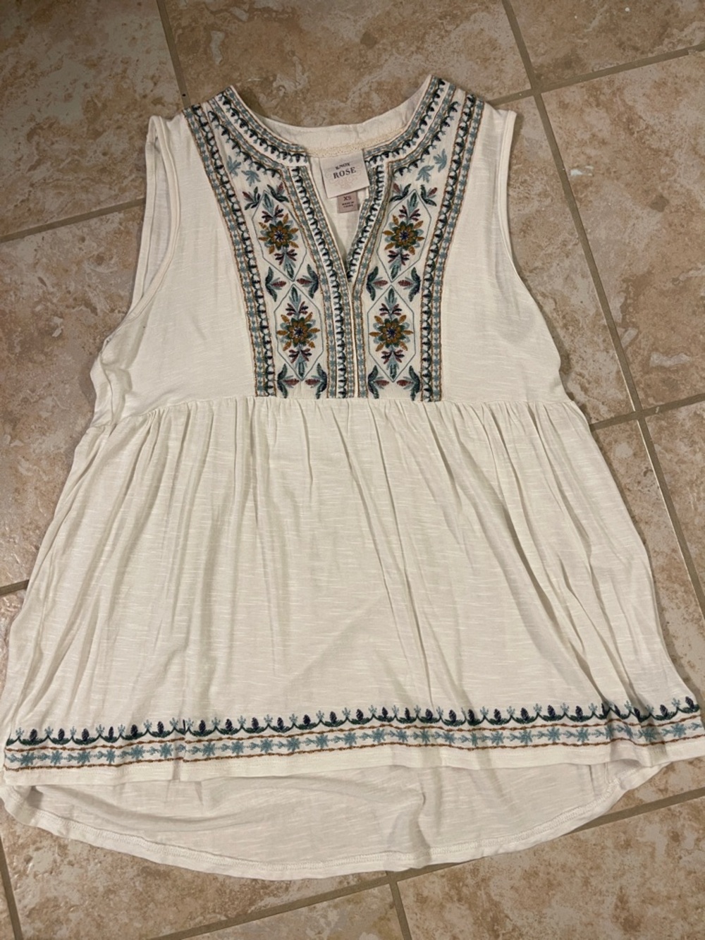 Knox Rose Embroidered Sleeveless Top XS